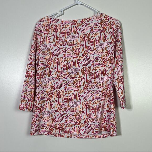 J. McLaughlin Catalina Cloth White and Pink Top Large EUC - Picture 5 of 5